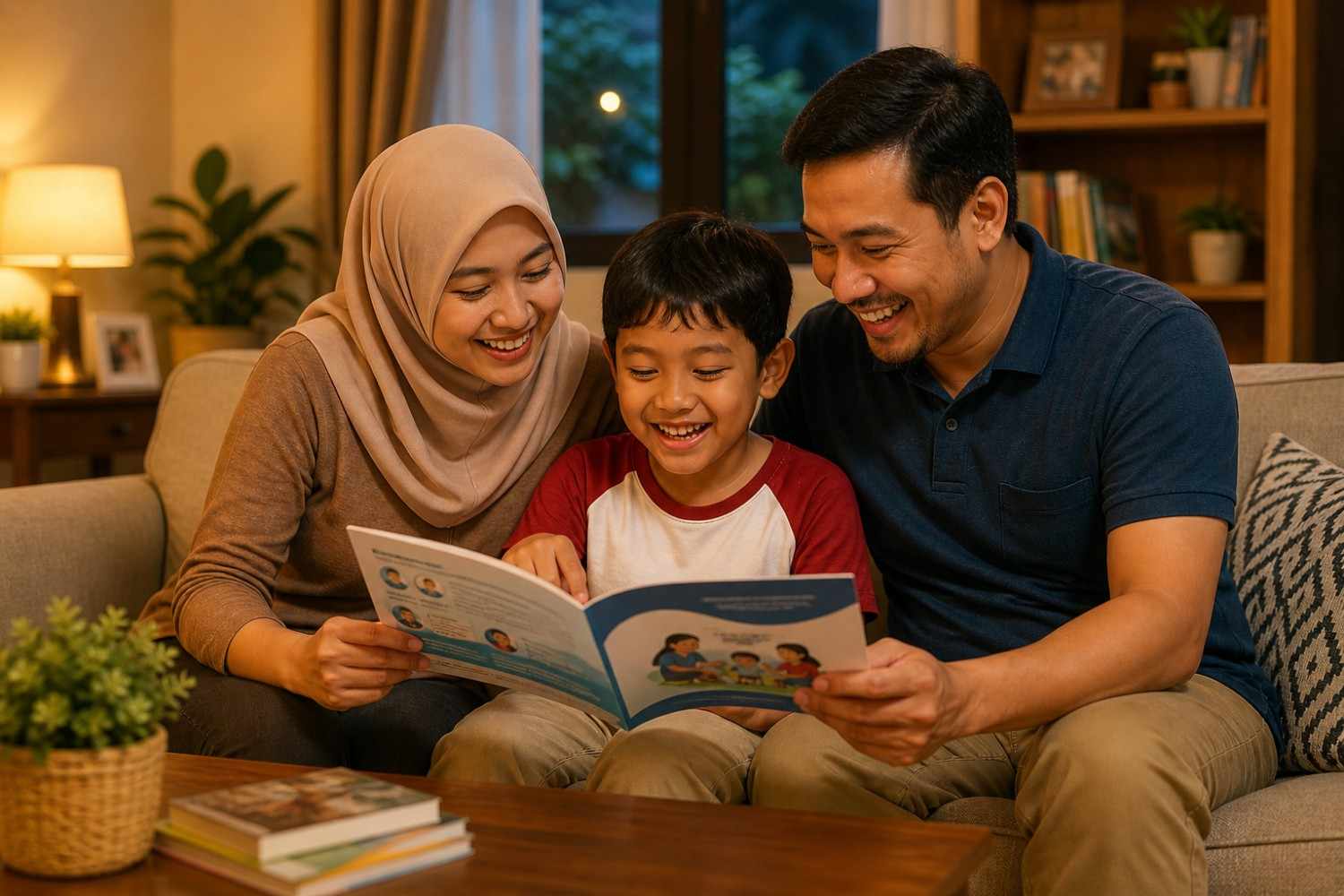 Orang tua mendampingi anak belajar